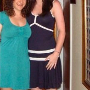 Navy DVF cotton dress with white detail